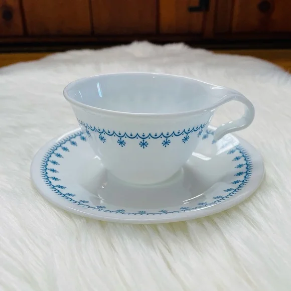 Corelle Dining Corelle Blue Snowflake Tea Cup And Saucer Set